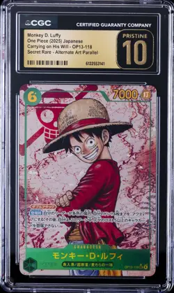 2025 ONE PIECE JPN CARRYING ON HIS WILL #OP13-118 MONKEY D. LUFFY CGC 10 PERFECT - Image 1