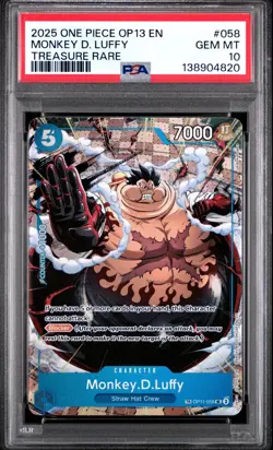 2025 ONE PIECE OP13 058 CARRYING ON HIS WILL MONKEY D LUFFY TREASURE RARE PSA 10 - Image 1