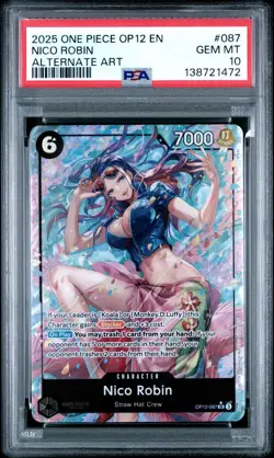 2025 ONE PIECE OP12 087 LEGACY OF THE MASTER NICO ROBIN ALT ART PSA 10 GEM MINT - Image 1