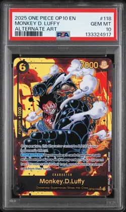 2025 ONE PIECE OP10-118 MONKEY D LUFFY ROYAL BLOOD ALT ART PARALLEL SEC PSA 10 - Image 1