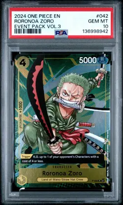 2024 ONE PIECE P-042 CHAMPIONSHIP EVENT PACK VOL 3 PROMO RORONOA ZORO PSA 10 - Image 1