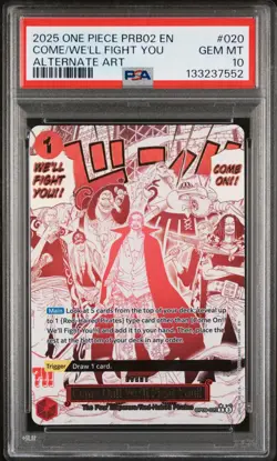 2025 ONE PIECE OP09-020 PRB02 COME WE'LL FIGHT YOU EVENT ALT ART SHANKS PSA 10 - Image 1