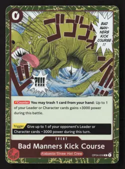 Bad Manners Kick Course R OP04-OP04-016 NM - One Piece TCG - Image 1