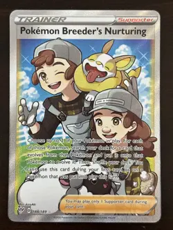 Pokemon Breeders Nurturing 188/189 Darkness Ablaze NM Full Art Ultra Rare Card - Image 1