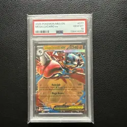 2025 POKEMON MEG EN-MEGA EVOLUTION #077 MEGA LUCARIO EX PSA 10 card - Image 1