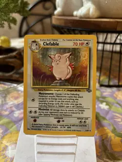 Pokemon Clefable Jungle Holo Rare 70 HP 1999 Card 01/64 English - Image 1