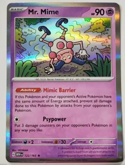 HOLO Mr Mime 122/165 NM / M - 151 Scarlet Violet Pokemon Card - OOYAMA Art - Image 1
