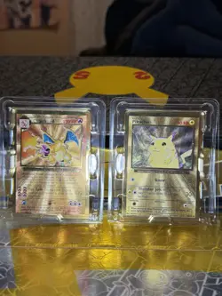 Pokemon Celebrations Gold Metal Charizard & Pikachu Cards 25th Anniversary Base - Image 1