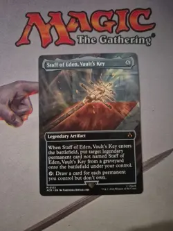MTG Staff of Eden, Vault's Key - Borderless - Assassin's Creed - Near Mint - Image 1