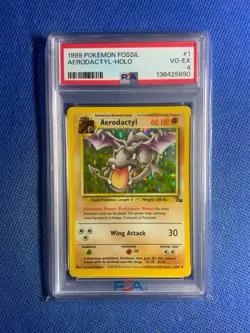 1999 POKEMON FOSSIL #1 AERODACTYL-HOLO PSA 4 - Image 1