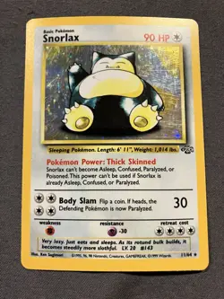 Pokemon TCG Snorlax 11/64 Jungle Unlimited Holo Rare LP - Image 1