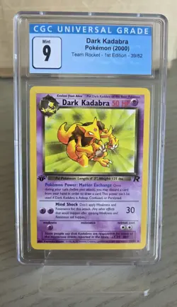 Dark Kadabra Pokemon 2000 Team Rocket 1st Edition 39/82 CGC 9 blue label - Image 1