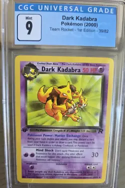 Dark Kadabra Pokemon 2000 Team Rocket 1st Edition 39/82 CGC 9 blue label - Image 2