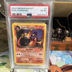 Pokemon Dark Charizard Team Rocket Unlimited NON Holo Rare #21 PSA 6 - Image 1