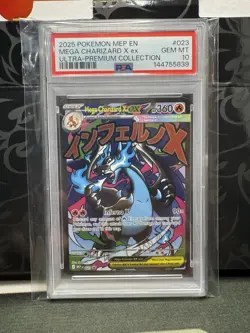 2025 Pokemon Phantasmal Flames MEP Mega Charizard X Ultra Premium PSA 10 - Image 1
