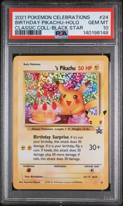 2021 POKEMON CELEBRATIONS CLASSIC COLL #24 BIRTHDAY PIKACHU-HOLO PSA 10 - Image 1