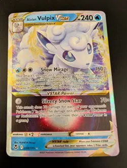Aloan Vulpix Vstar 034/195 Pokemon SWSH Silver Tempest Card NM+ - Image 1