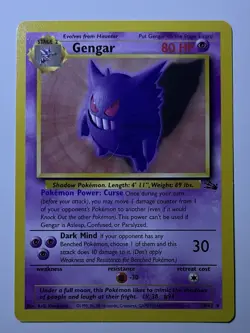 Gengar Fossil Set Pokemon Card 20/62 Non-Holo TCG WOTC Vintage - Image 1