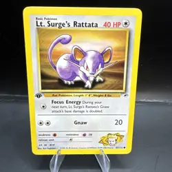 Pokemon Card - Lt. Surge's Rattata Gym Heroes 1st Edition 82/132 Common - Image 1