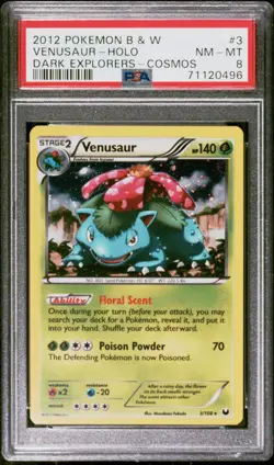 2012 POKEMON BLACK & WHITE DARK EXPLORERS #3 VENUSAUR-HOLO DARK EXPLORERS PSA 8 - Image 1