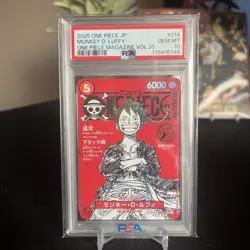 2025 ONE PIECE JPN PROMOS ONE PIECE MAGAZINE VOL.20 #014 MONKEY D. LUFFY PSA 10 - Image 1