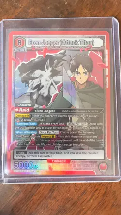 Union Arena Eren Jaeger SR 094 Attack on Titan UE10BT NM - Image 1