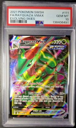 2021 POKEMON SWSH EVOLVING SKIES RAYQUAZA VMAX 111/203 ULTRA RARE PSA 10 - Image 1
