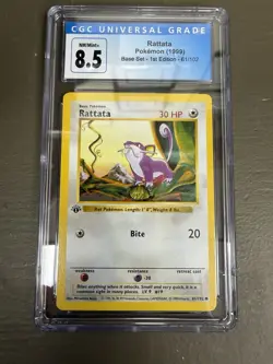 Rattata 061/102 Base Set 1st Edition CGC 8.5 Pokemon Shadowless Graded slab - Image 1