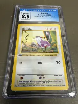 Rattata 061/102 Base Set 1st Edition CGC 8.5 Pokemon Shadowless Graded slab - Image 3