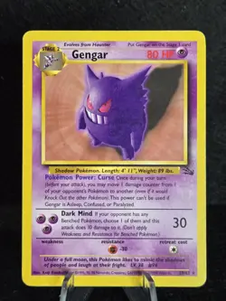 Pokemon - Gengar - Non Holo Rare 20/62 Fossil Set - MP - Image 1