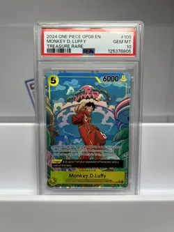 2024 One Piece OP08-Two Legends Monkey D. Luffy #109 Treasure Rare PSA 10 - Image 1