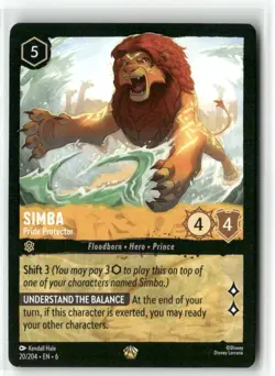 Simba Pride Protector 20/204 Azurite Sea Regular Legendary Disney Lorcana - Image 1
