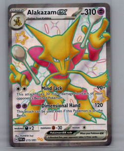 Alakazam ex 215/091 Pokemon TCG Paldean Fates Shiny Full Art Ultra Rare Card NM - Image 1