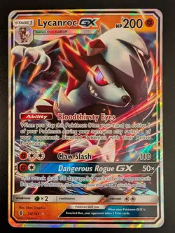 Lycanroc GX - 74/145 - Pokemon Guardians Rising Sun & Moon Ultra Rare Card NM - Image 1