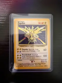 Pokemon Card Unlimited Edition Holo Rare Base Set 1999 Zapdos 16/102 LP - Image 1