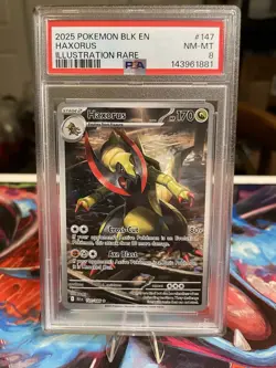 2025 POKEMON BLK EN-BLACK BOLT ILLUSTRATION RARE #147 HAXORUS PSA 8 NM-MT - Image 1