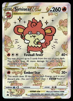 2019 Pokemon Crown Zenith Simisear VSTAR #GG37 Heavy Play - Image 1