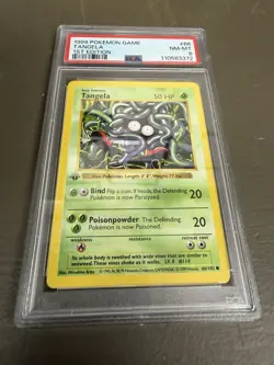 1st Edition Shadowless Tangela 66/102 Base Set Pokemon Card PSA 8 graded slab - Image 3