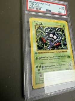 1st Edition Shadowless Tangela 66/102 Base Set Pokemon Card PSA 8 graded slab - Image 4