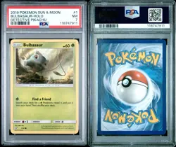 2019 POKEMON SUN & MOON DETECTIVE PIKACHU 1 BULBASAUR-HOLO PSA 7 NEAR MINT - Image 3
