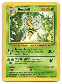 Beedrill 17/102 Rare Base Set Pokemon HP - Image 1