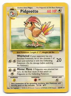 Pidgeotto 22/102 Rare Base Set Pokemon DMG - Image 1