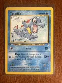 [LP+/NM] 2000 Pokemon Neo Genesis Totodile 1st Edition #80/111 Common - Image 1