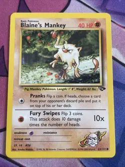 Pokemon TCG Blaine's Mankey 63/132 Unlimited Common Gym Challenge - Image 1