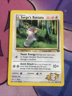 Pokemon TCG Lt. Surge's Rattata Gym Challenge 85/132 Regular Unlimited Common MP - Image 1