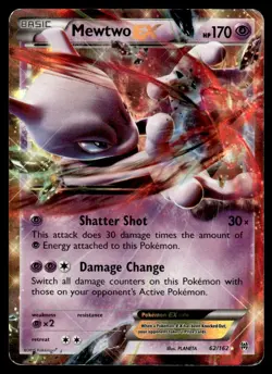 2015 Pokemon XY - BREAKthrough Mewtwo EX #62 Heavy Play - Image 1