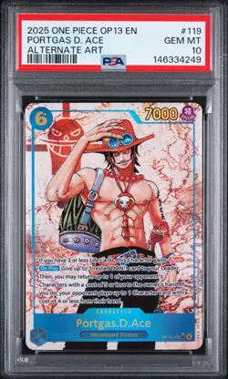 2025 ONE PIECE OP13-CARRYING ON HIS WILL #119 PORTGAS D. ACE ALT ART PSA 10 - Image 1