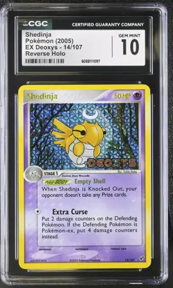 CGC 10 GEM MINT Shedinja 2005 EX Deoxys 14/107 Reverse Holo STAMPED Pokemon Card - Image 1