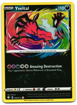 Yveltal 046/072 - Shining Fates Amazing Rare Pokemon TCG - M/LP Card - Image 1