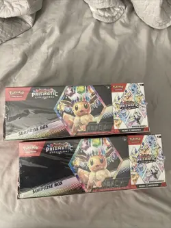 LOT OF 2 Pokemon Prismatic Evolutions Surprise Box+Booster Bundle Sams Club Set - Image 1